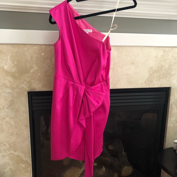 Hot Pink 1 Shoulder Dress - size 0 - Picture 1 of 5